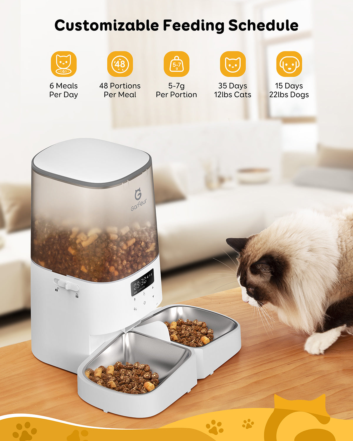 Automatic Pet Feeders with Dual Bowls